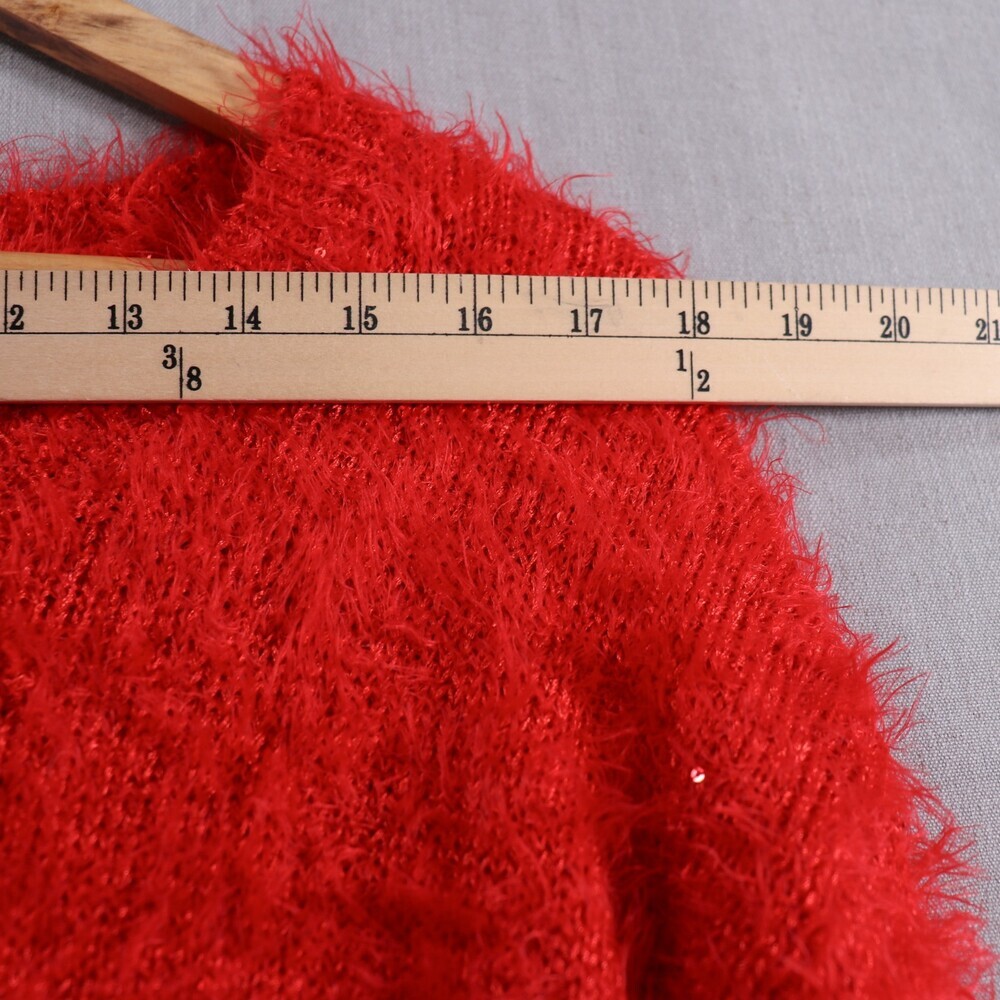 Gianni Bini Eyelash Sweater Womens L Red Sequin Accent Cozy Knit - Picture 13 of 15